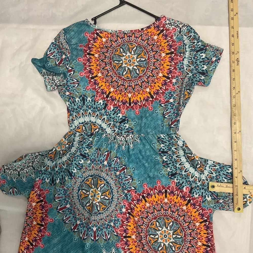 NWOT Empire Waist Short Sleeve Long Dress Pockets Summer Floral Maxi Dress - Picture 10 of 13